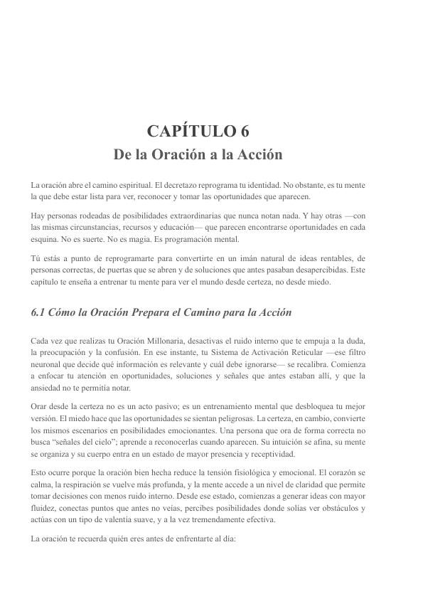 Página de apertura de De la Oración a la Acción